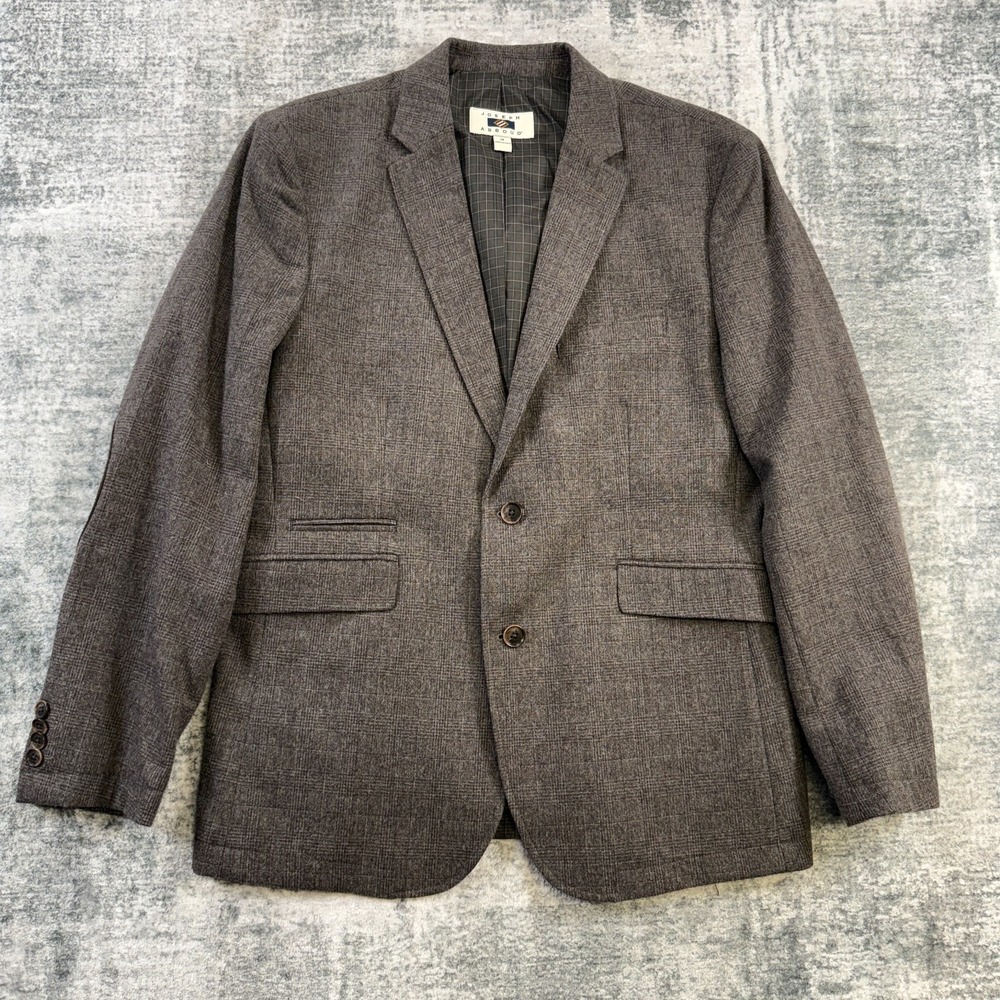 Joseph Abboud Blazer Jacket Mens Medium Brown Plaid Wool Unstructured Sport Coat